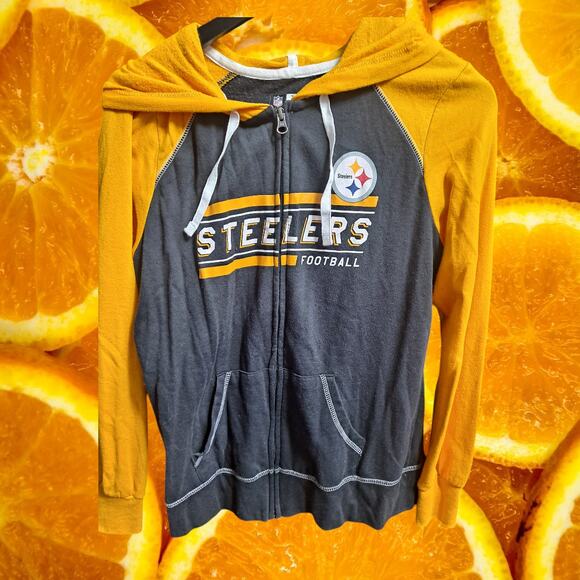 NFL Men's Pittsburgh Steelers Football Raglan Sleeve Full Zipper Hoodie Size M - Picture 7 of 8